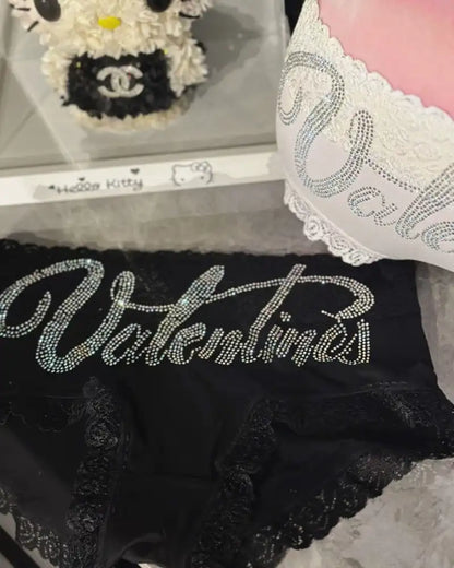 Rhinestone Lace High Waist Seamless Women's Panties