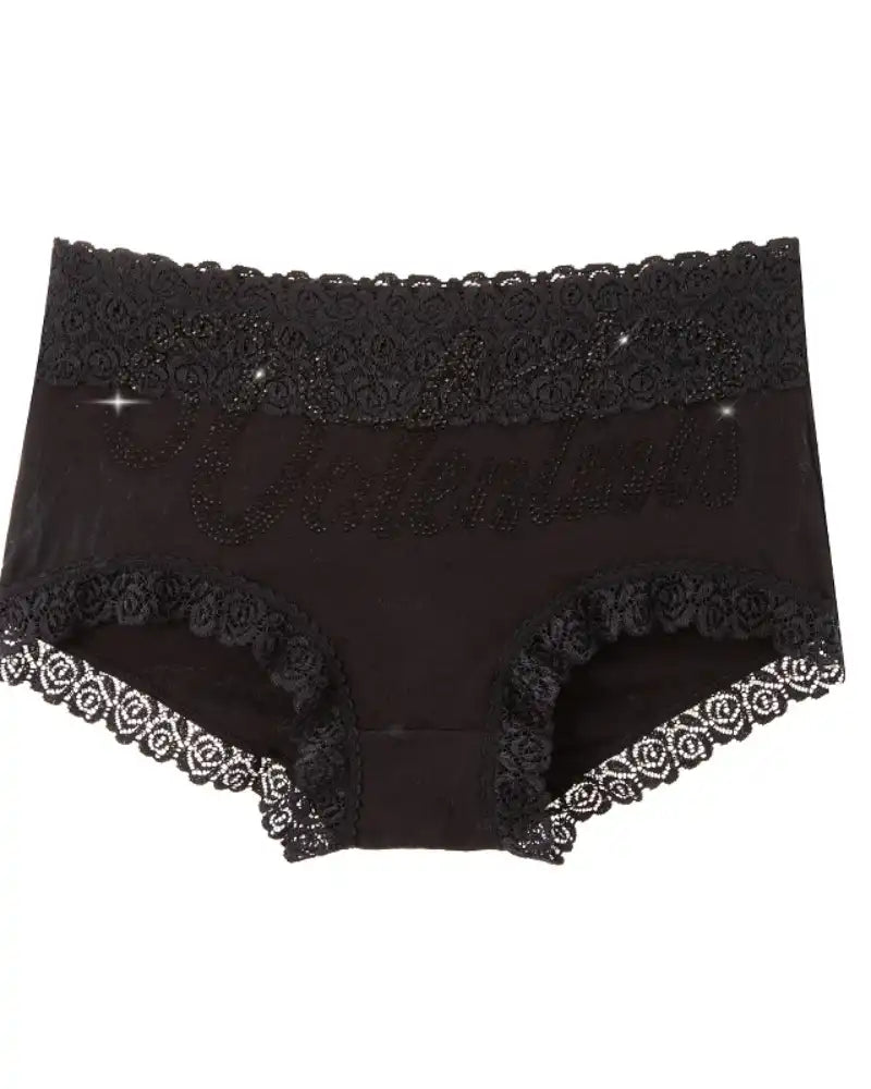Rhinestone Lace High Waist Seamless Women's Panties