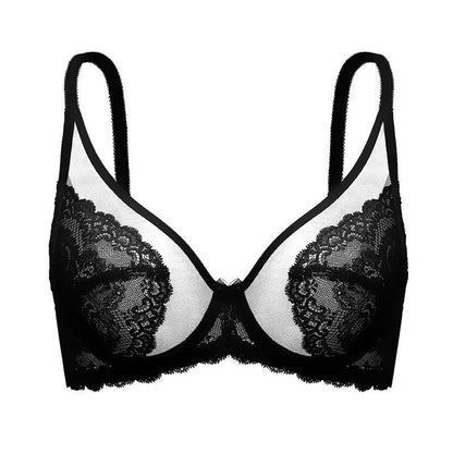 Sheer Floral Lace Support Bra Set