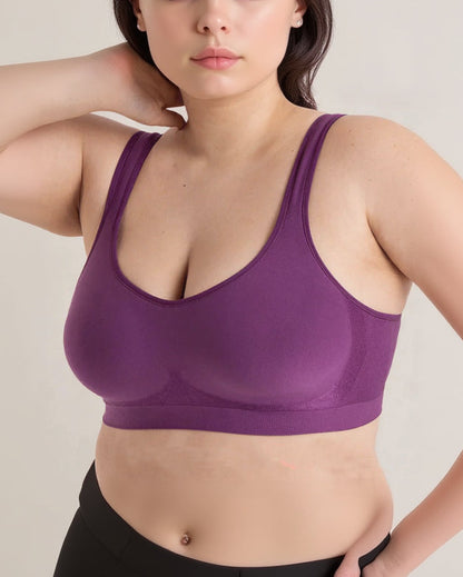 Plus Size Seamless Wireless Bra with Sewn-In Pads for Curvy Women