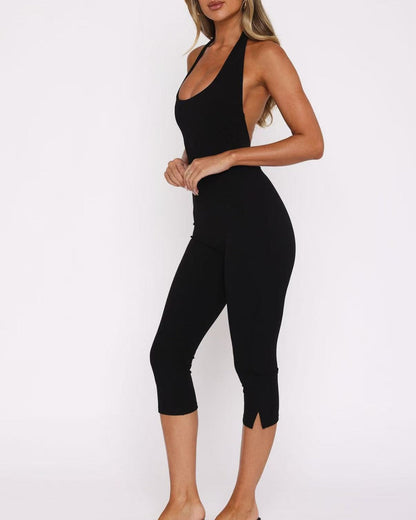 Women Sleeveless Bodycon Capri Jumpsuit
