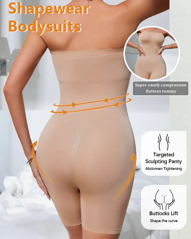 '+$5 BOGO FREE!🔥Strapless Tummy Control Shapewear Bodysuit - Mid-Thigh Coverage