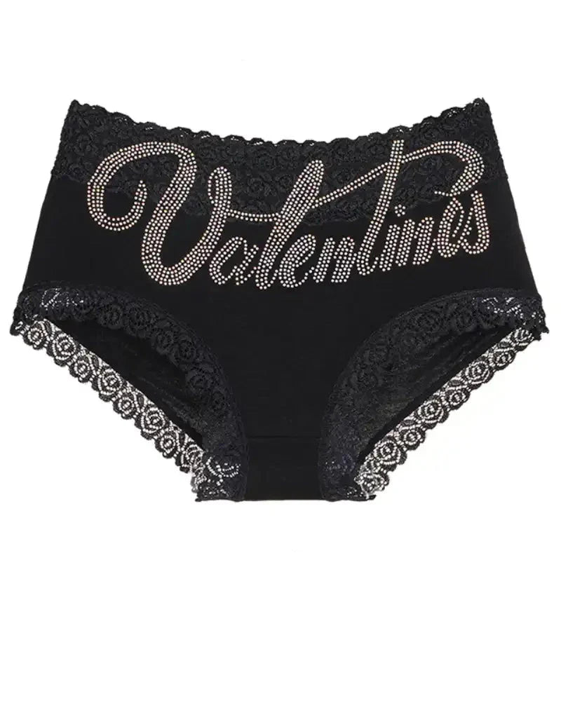 Rhinestone Lace High Waist Seamless Women's Panties