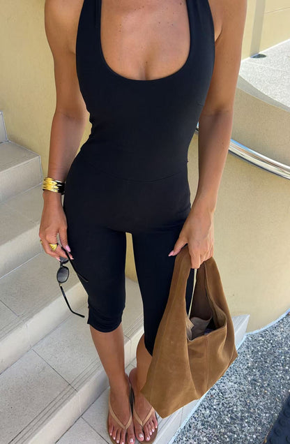 Women Sleeveless Bodycon Capri Jumpsuit