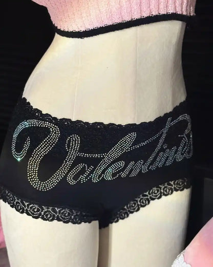 Rhinestone Lace High Waist Seamless Women's Panties
