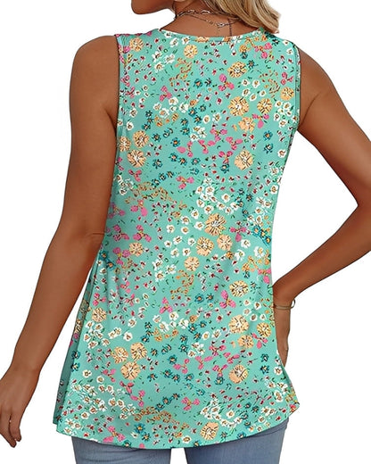 Women's V-Neck Babydoll Tank Tops - Flowy Sleeveless Summer Blouse