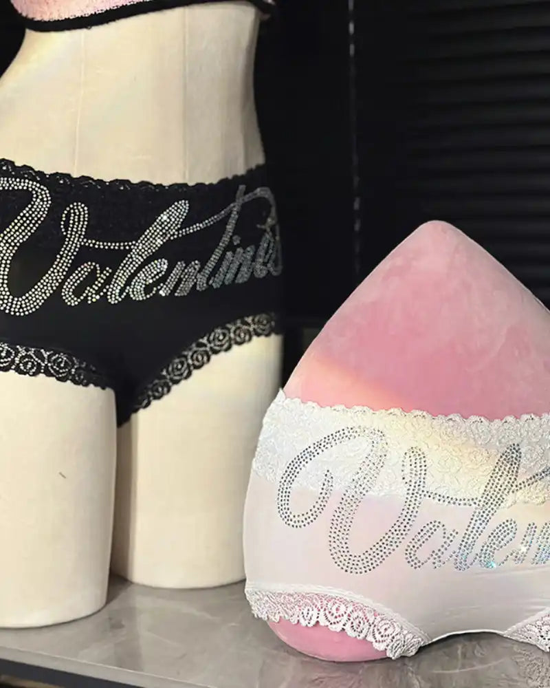 Rhinestone Lace High Waist Seamless Women's Panties