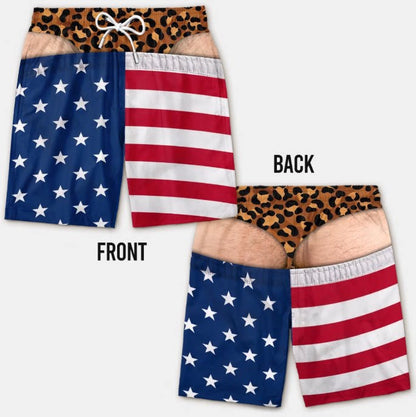 Men's Quick Dry Printed Swim Trunks with Pockets and Drawstring