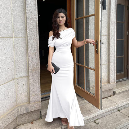 Elegant Sleeveless Off Shoulder Bodycon Long Formal Party Evening Dress