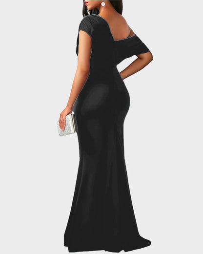Elegant Sleeveless Off Shoulder Bodycon Long Formal Party Evening Dress