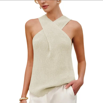 Women's Halter Knit Tank Top Sleeveless Blouse