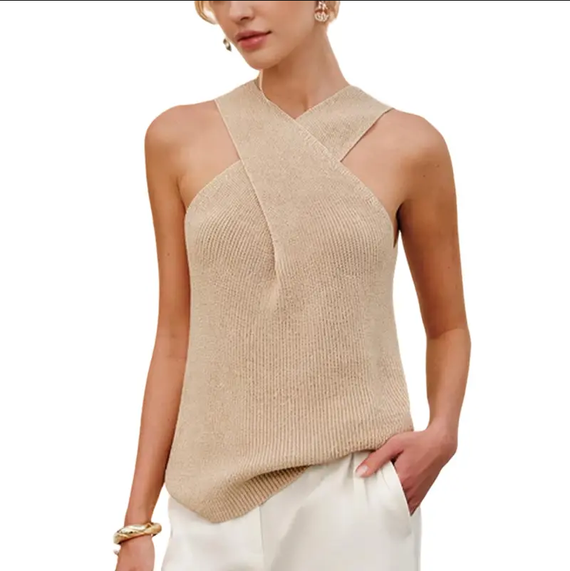 Women's Halter Knit Tank Top Sleeveless Blouse