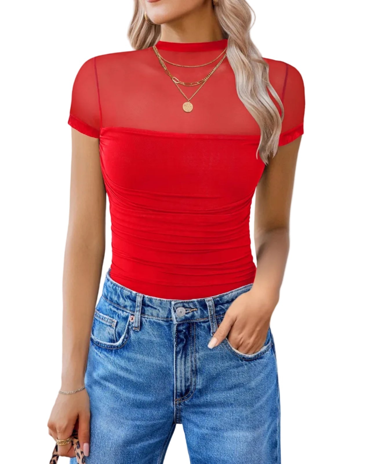 Women's Mesh Short Sleeve Bodysuit