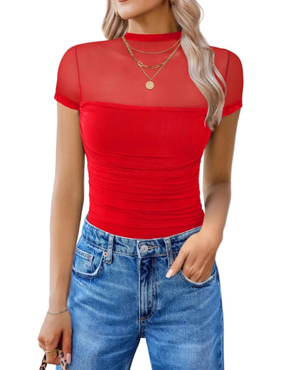 Women's Mesh Short Sleeve Bodysuit