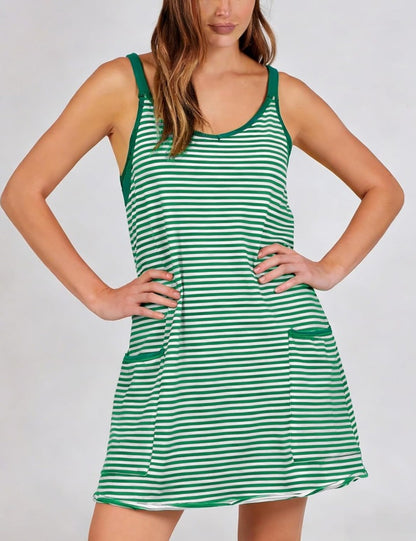 Women's Summer Striped Mini Dress with Built-in Shorts