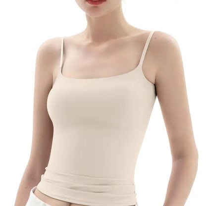 Women's Double Layer Spaghetti Strap Tank Top - Soft Stretchy Cami