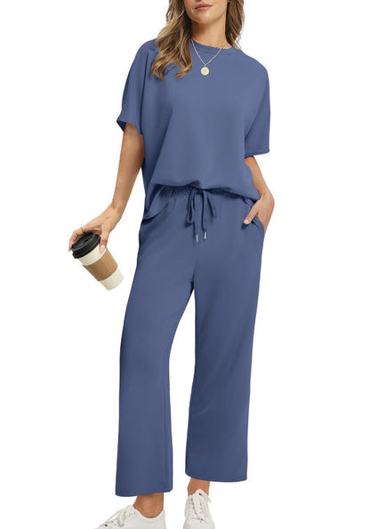 Women’s Two-Piece Set – Oversized Top & Wide-Leg Pants
