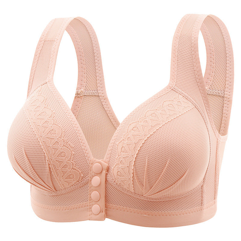 Women's Front Closure Push-Up Jacquard Bra - Comfort & Style