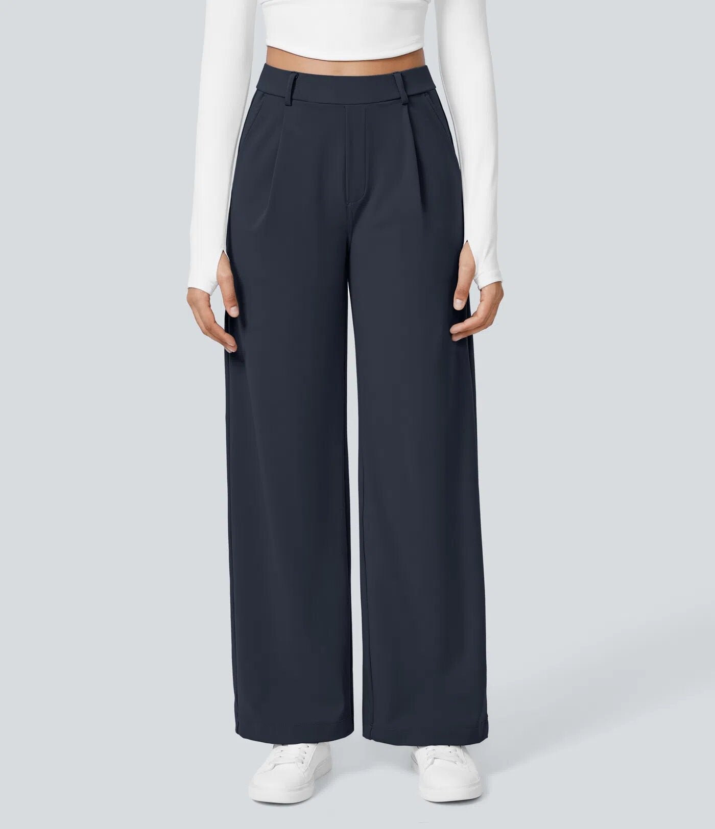 Flex High Waisted Pocket Straight Leg Work Pants