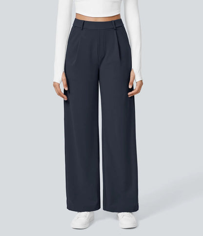 Flex High Waisted Pocket Straight Leg Work Pants