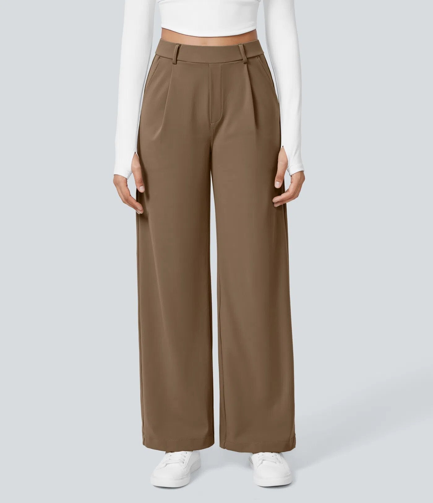Flex High Waisted Pocket Straight Leg Work Pants