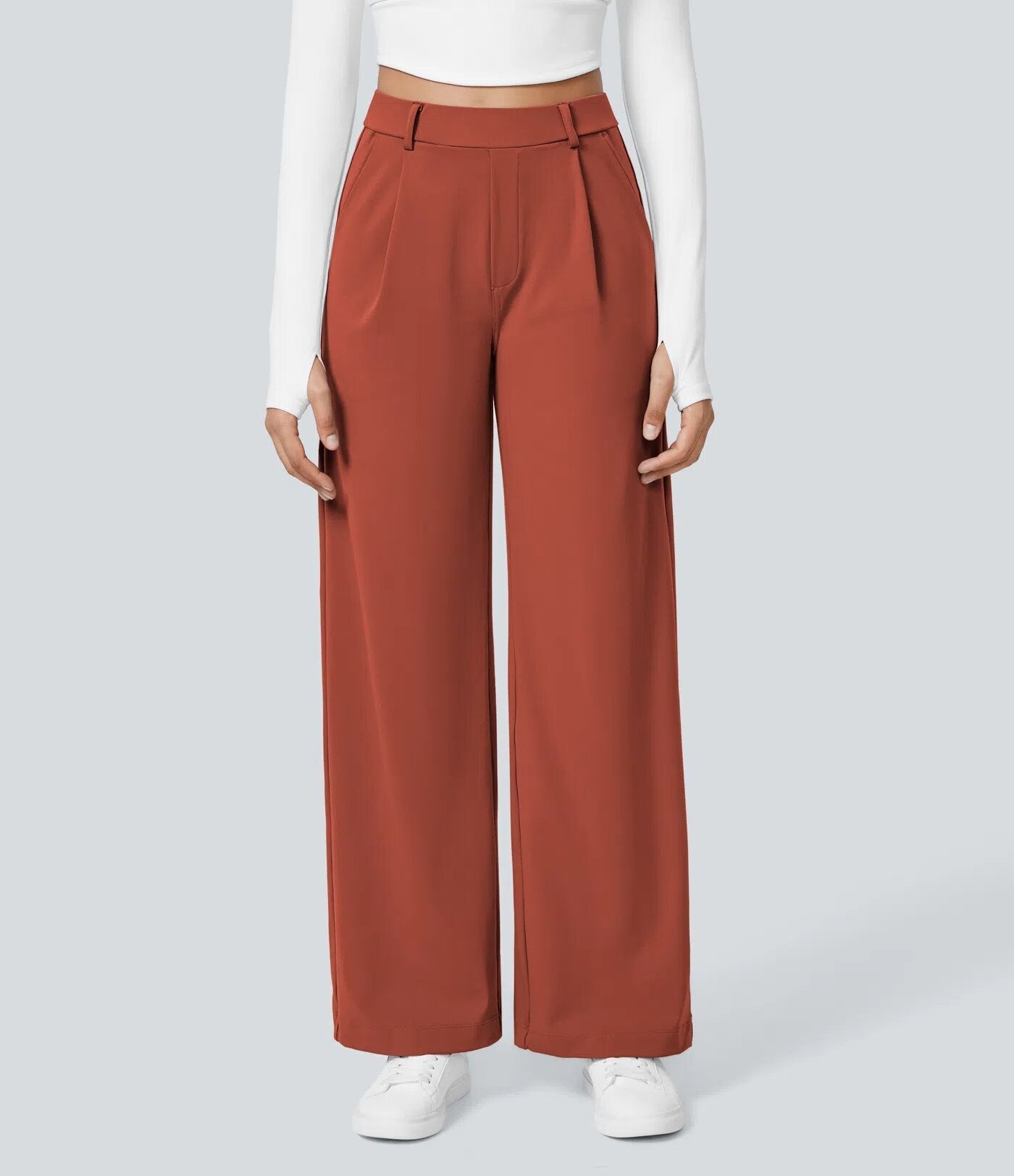Flex High Waisted Pocket Straight Leg Work Pants