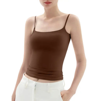 Women's Double Layer Spaghetti Strap Tank Top - Soft Stretchy Cami