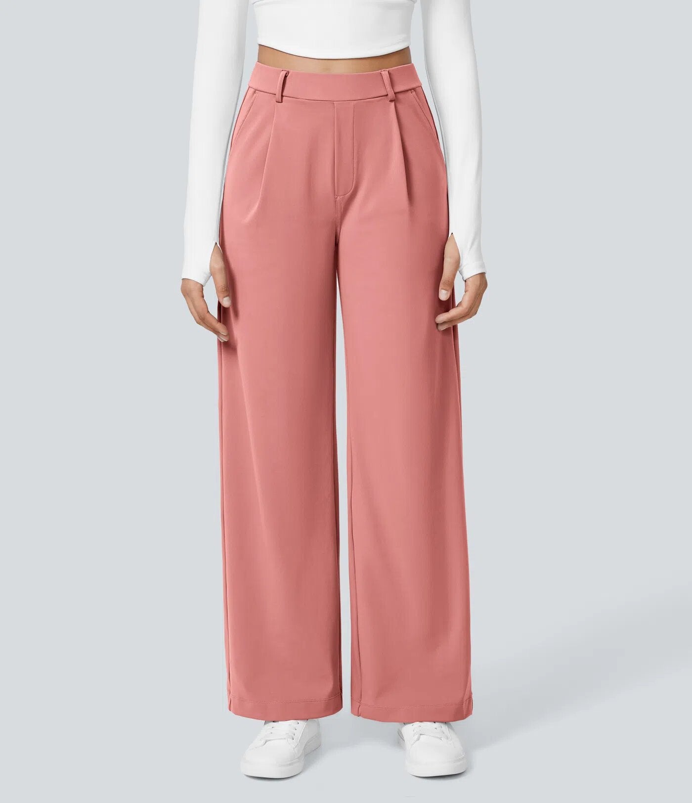 Flex High Waisted Pocket Straight Leg Work Pants