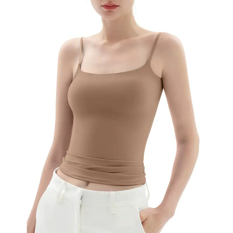 Women's Double Layer Spaghetti Strap Tank Top - Soft Stretchy Cami