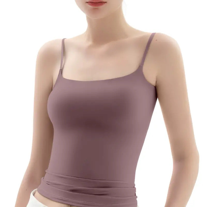 Women's Double Layer Spaghetti Strap Tank Top - Soft Stretchy Cami