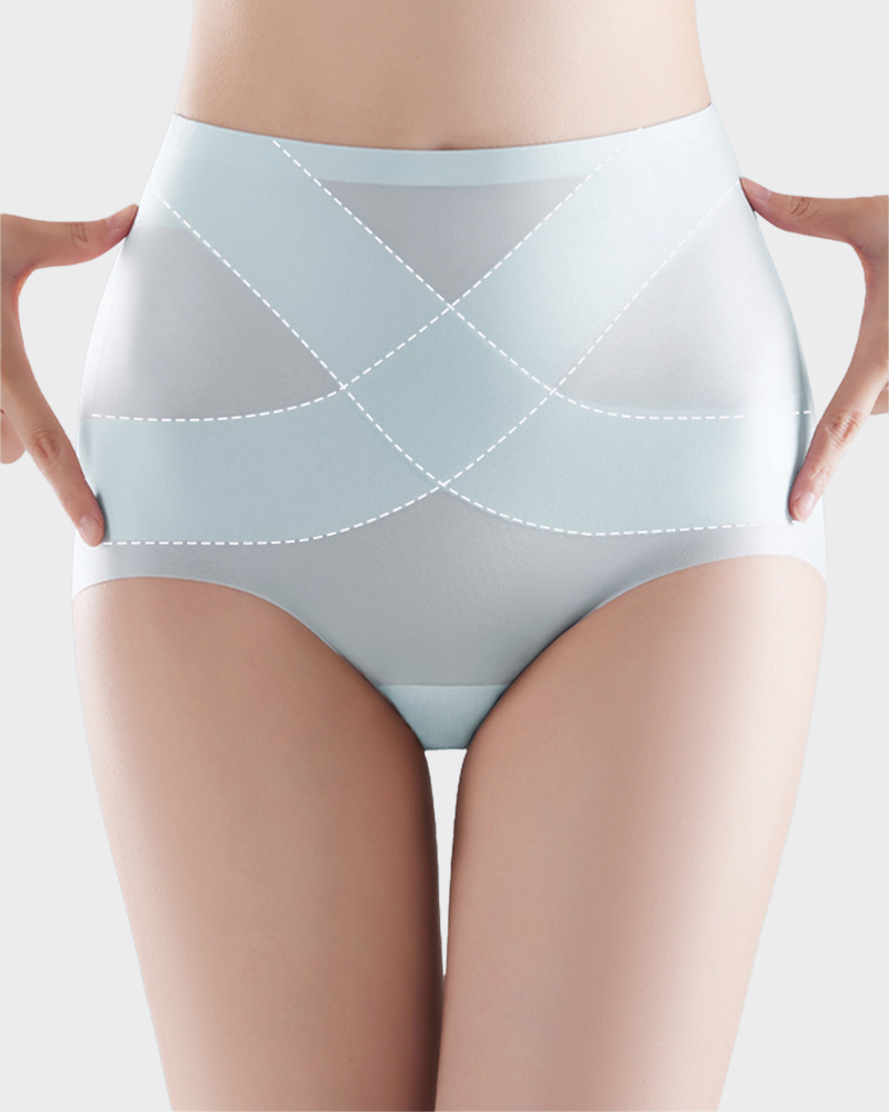 Seamless Ice-Silk High-Waist Tummy Control Panties (4 Pack)