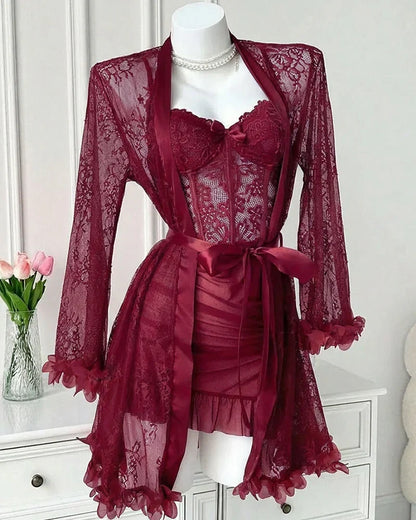 Sexy Lace Bustier Nightgown Set