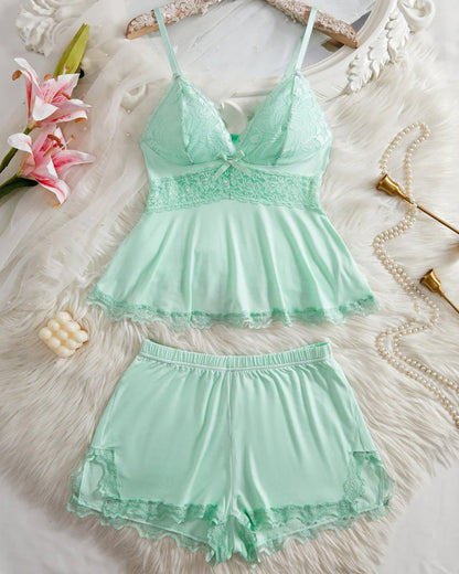 Lace-Trim Flowy Nightwear Cami & Shorts