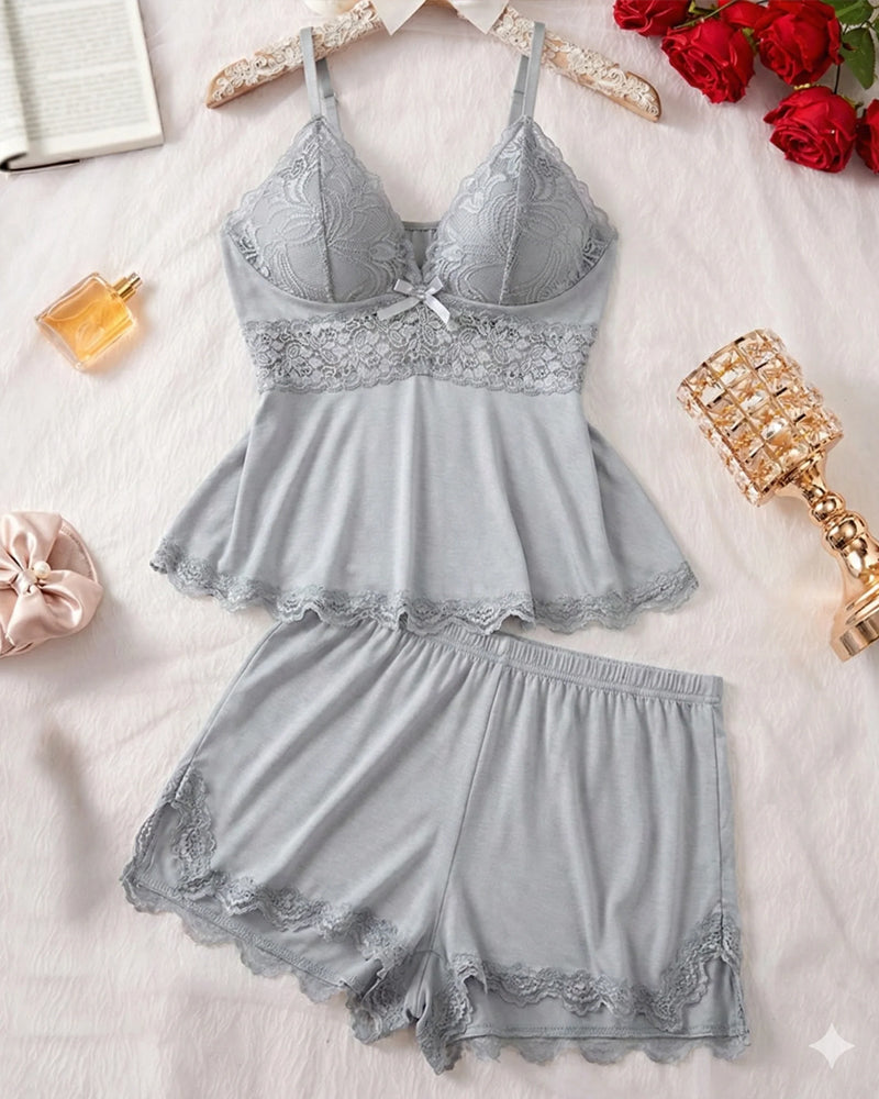 Lace-Trim Flowy Nightwear Cami & Shorts