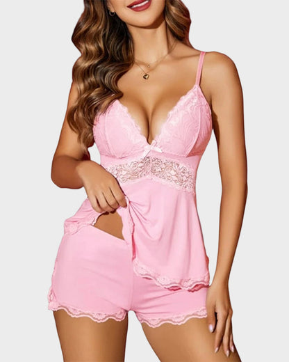 Lace-Trim Flowy Nightwear Cami & Shorts