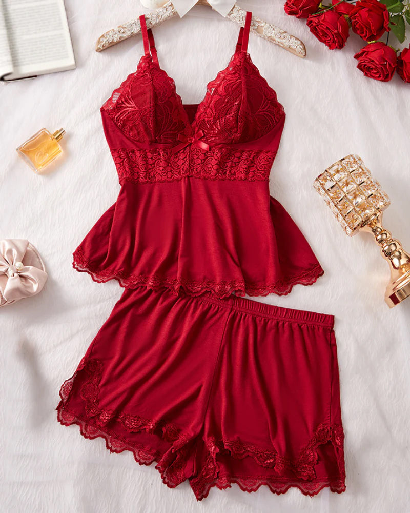 Lace-Trim Flowy Nightwear Cami & Shorts