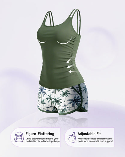 Versatile Ruched Tankini Swimwear Set