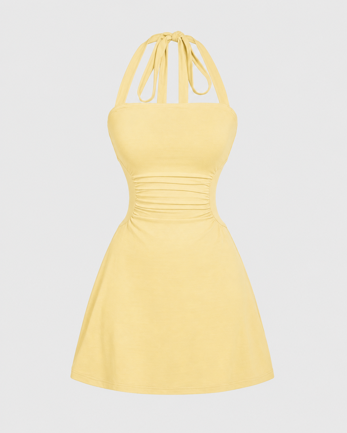 Women's Casual Chic Ruched Tie Back Halter Dress