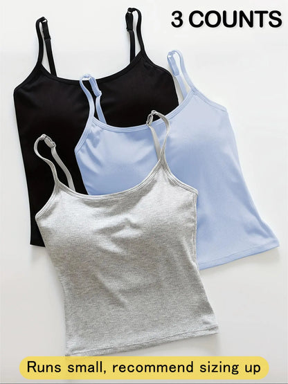 Women's Ribbed Tank Top with Built-In Bra