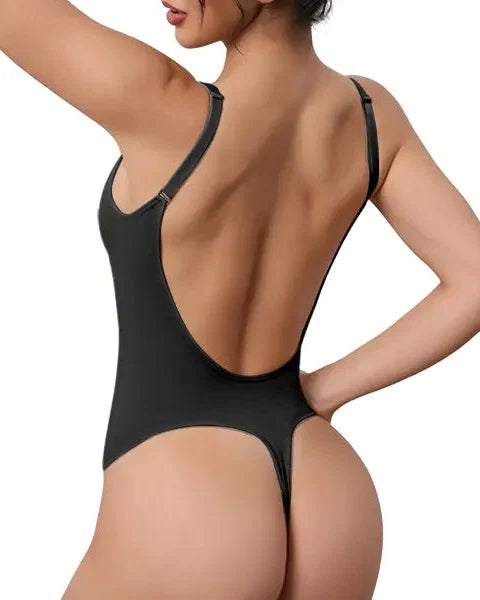 Seamless Open Back Bodysuit Shaper with Adjustable Straps and Smooth Fit