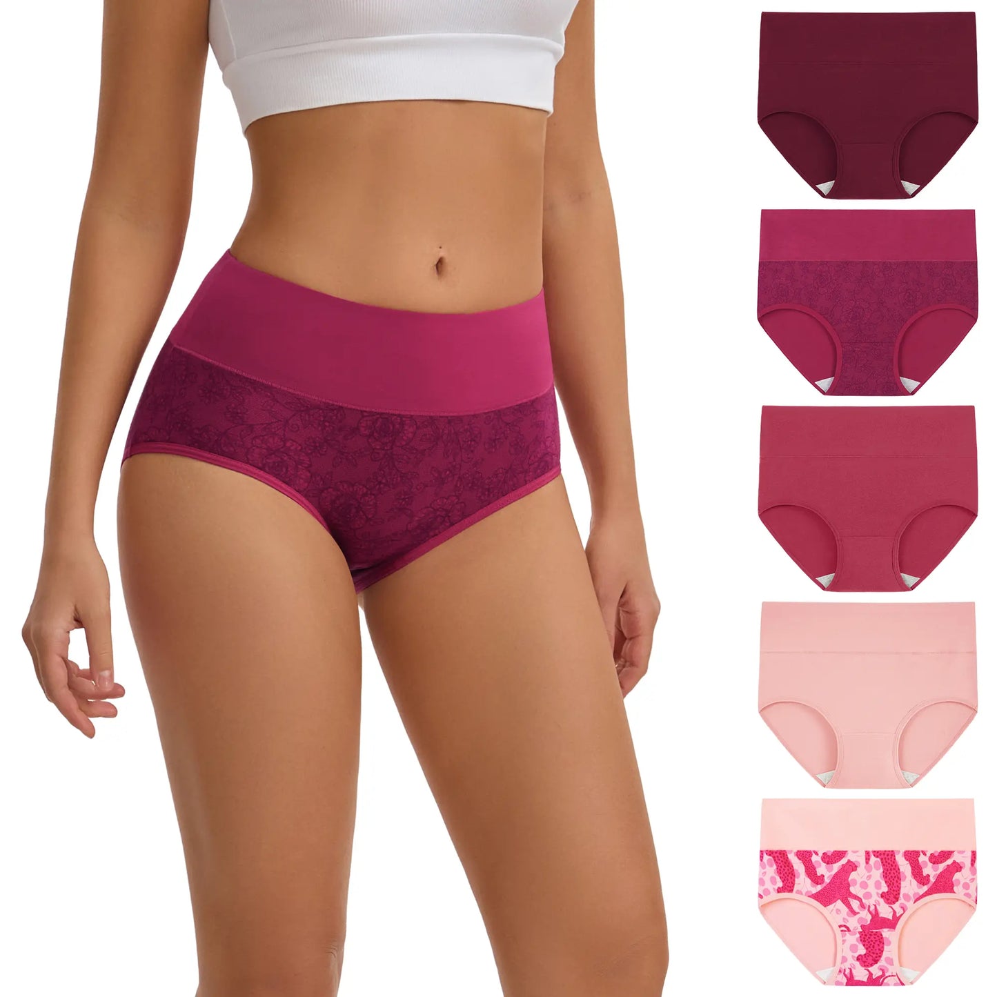 Women's High Waisted Cotton Panties 5-Pack