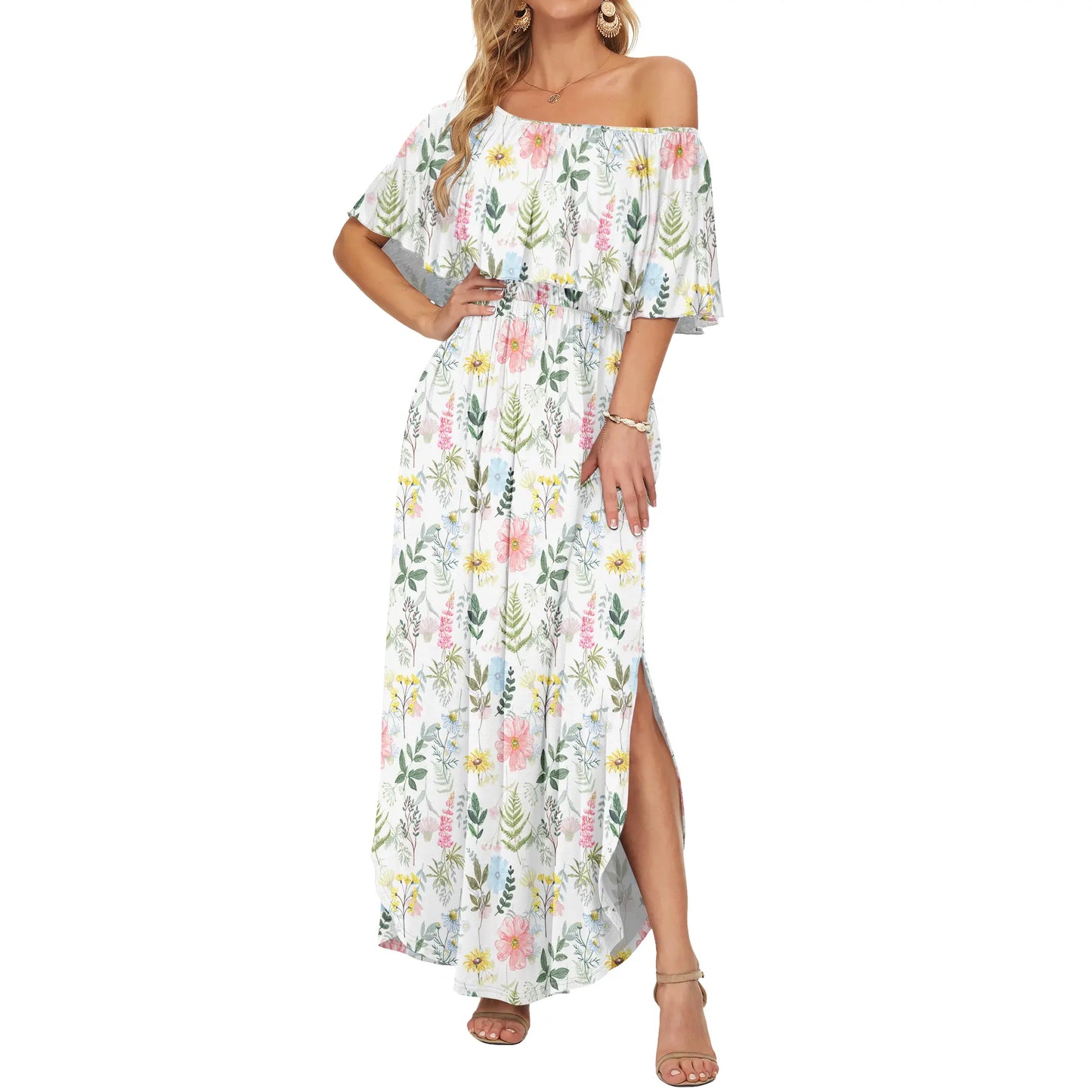 Ruffle Off-Shoulder Summer Maxi Dress