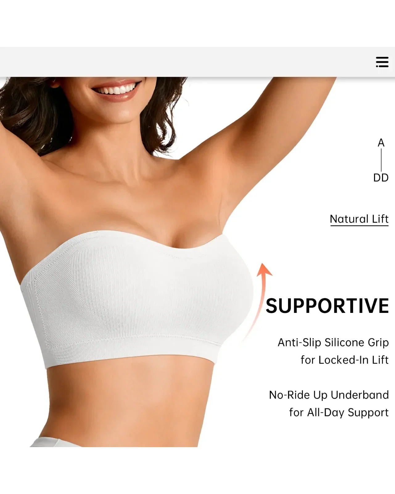 Multiway Wireless Bandeau Bra – Stay Put Comfort Plus Size