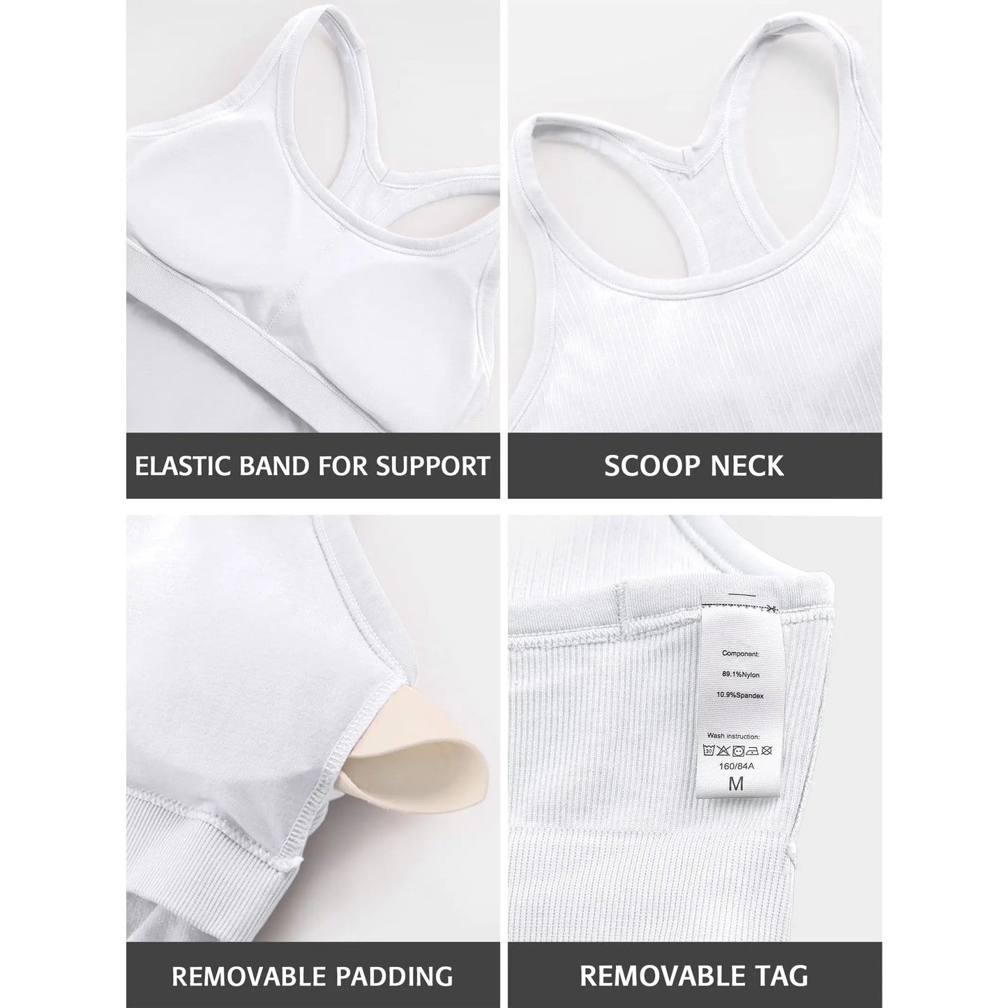 Ribbed Workout Tank Top with Built-In Bra