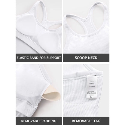 Ribbed Workout Tank Top with Built-In Bra