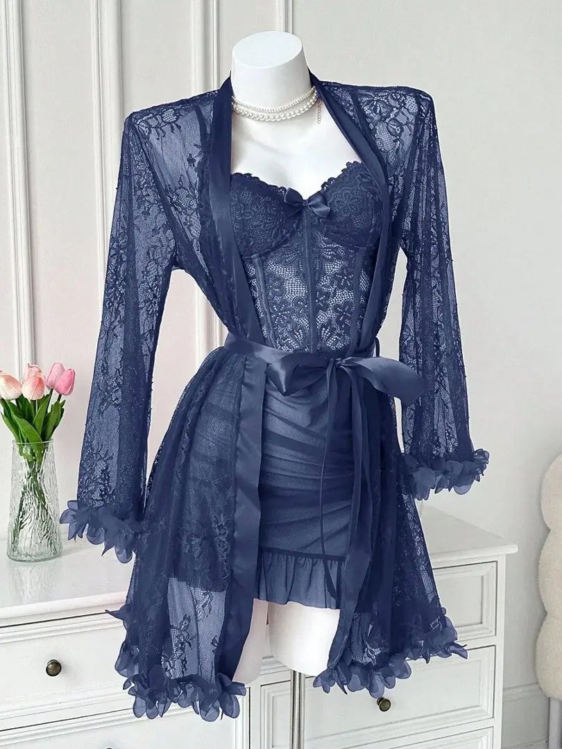 Sexy Lace Bustier Nightgown Set
