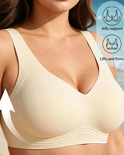 Airly Lightlined Fix-Cup Jelly Bra – Breathable Seamless Wireless Full Coverage, Plus Size Friendly