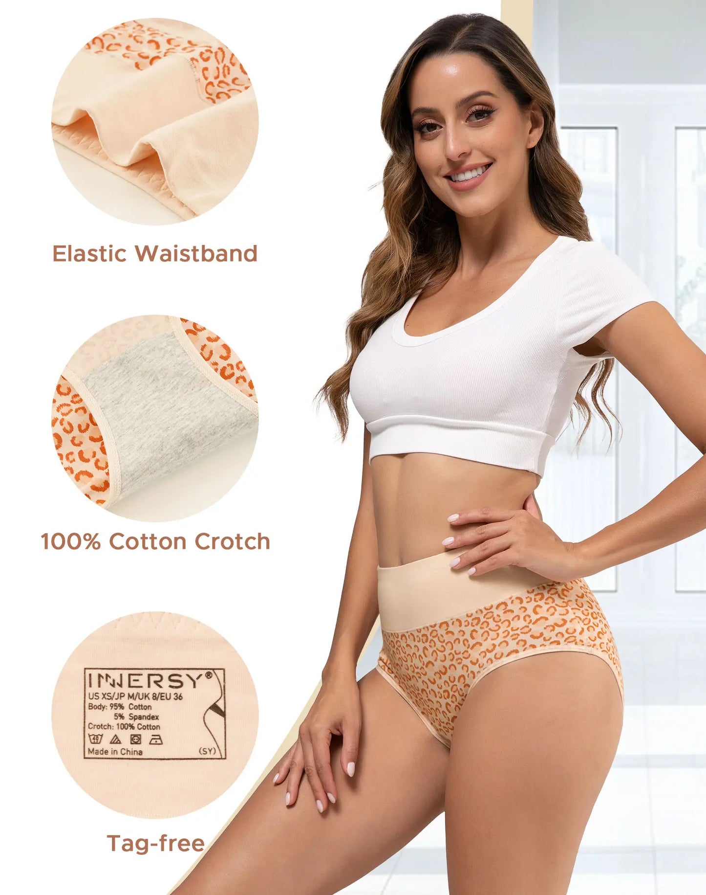 Women's High Waisted Cotton Panties 5-Pack