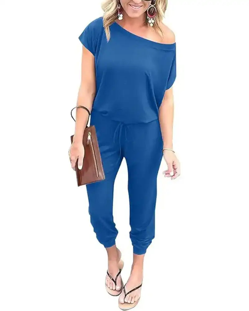 (S-3XL) Women's Plus Size Off Shoulder Stretchy Jumpsuit