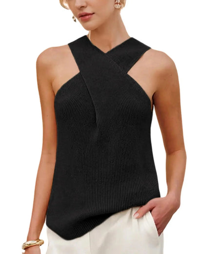 Women's Halter Knit Tank Top Sleeveless Blouse
